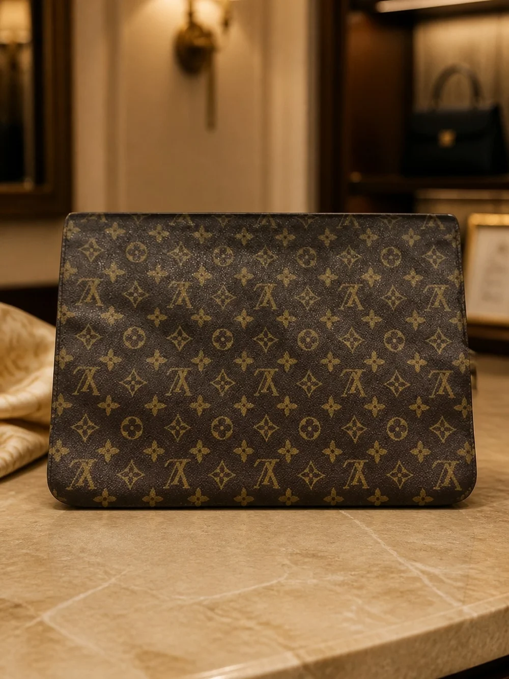 Louis Vuitton Monogram Canvas Document Folio in Brown and Tan